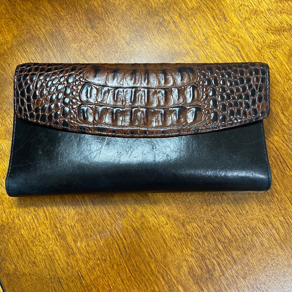 BRAHMIN Tuscan Checkbook wallet pecan/black